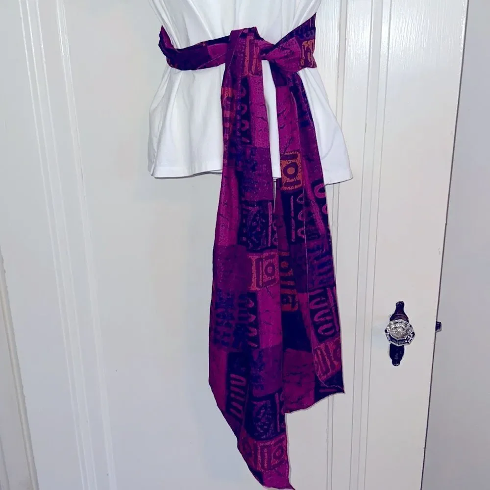 Funky boho pink, purple,black & orange long cotton/polyester scarf or belt‎